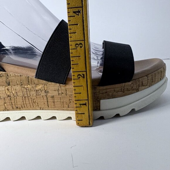 Steve Madden Black Bandi Platform Wedge Strappy Cork Sandal Size 8.5 Casual Boho - Picture 10 of 10